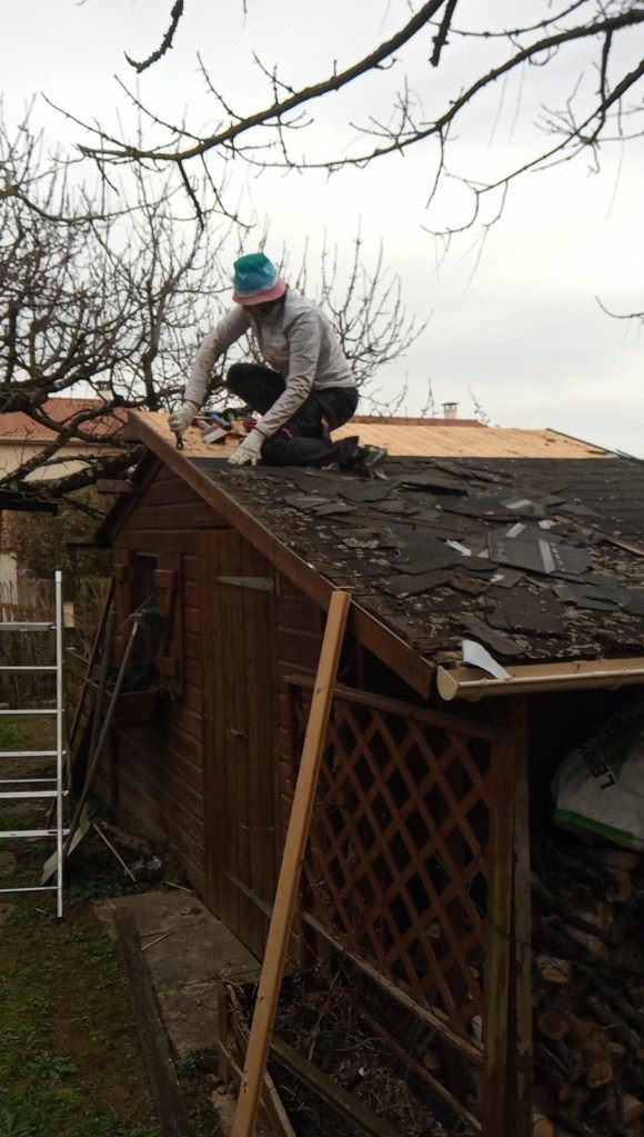 enlevement des anciennes dalles de chalet de jardin